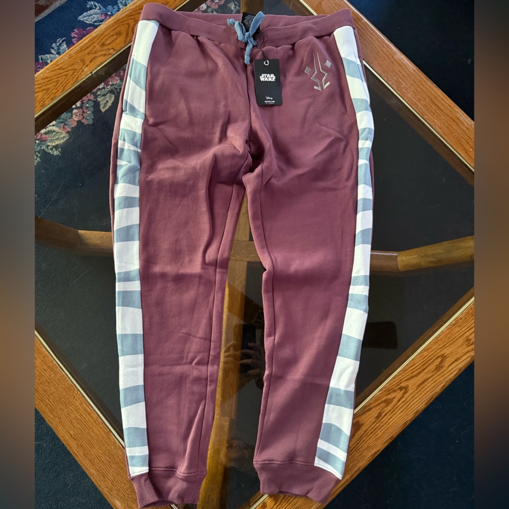 Ahsoka Tano Star Wars Burgundy Joggers with Blue and White Stripes